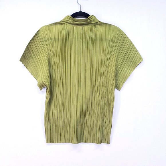 Jason Wu Collection Women's Extended Shoulder Button Up Blouse Green Size L - Picture 12 of 14